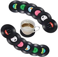 Vente en gros de sous-verres noirs en vinyle au design rétro personnalisé 6 pcs