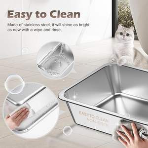 Große <span class=keywords><strong>Jumbo</strong></span> Edelstahl umwelt freundliche Katzen toilette 20L Kapazität mit hohen Seiten Easy Clean Deckel Anti-Leckage für große Katzen - Product Image 3