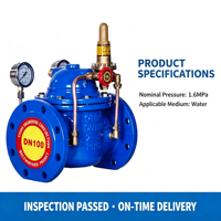 Vanne de réduction de pression hydraulique PN16 200X-16Q, régulateur de pression pilote réglable pour système d'incendie