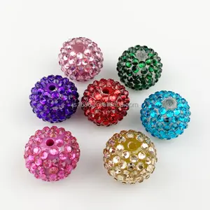 DIY 20mm Rhinestone beads Disco resin ball Shiny Acrylic bubblegum beads for pen making beads Supplier