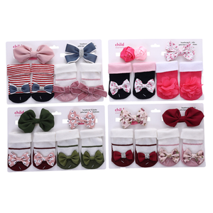 Calcetines para recién nacidos, regalos para bebés, lazo bonito para niños, accesorios florales de algodón, calcetines para niños pequeños, conjunto de diadema - Product Image 5