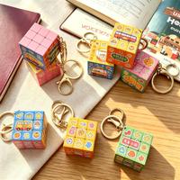 Vente en gros de porte-clés mini cube magique créatif personnalisé, 3 cm, 3,5 cm, 3*3, impression UV, motif de dessin animé, puzzle de poche, jouets éducatifs