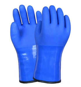 Guantes de Trabajo Térmicos de Cachemira Resistentes al Frío, Resistentes a Químicos, Antideslizantes, Sin Silicona, Acabado Azul PVC Arenoso, de Seguridad - Product Image 2