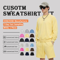 Ensemble 2 pièces streetwear homme : Sweat-shirt molletonné 345G à col semi-montant et short ample à cordon de serrage
