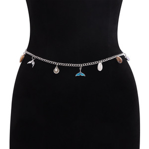 สร้อยคาดเอวเปลือกหอยสไตล์โบฮีเมียน จี้หางปลาสีน้ำเงิน สร้อยคล้องตัวแบบชั้นเดียว โลหะผสมสังกะสี เครื่องประดับแฟชั่น - Product Image 2