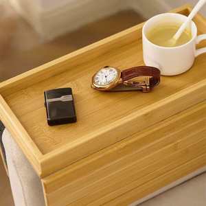 Plateau d'accoudoir en bambou avec porte-gobelet pour position centrale du canapé, couleur originale - Product Image 4