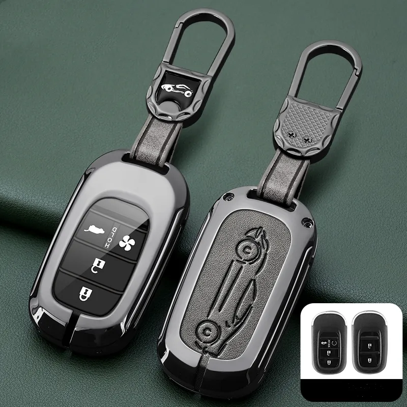 Honda City / Accord / CRV 2014-2019 / Civic / Jazz / BRV / HRV / Metal anahtarsız uzaktan şeffaf araba anahtar kapağı kılıfı