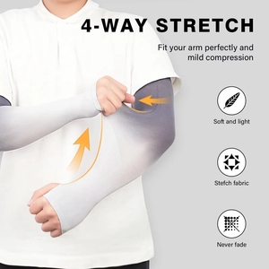 Manguitos Elásticos Deportivos Unisex de Spandex/Algodón con Protección UV y Logotipo Personalizado para Ciclismo y Baloncesto - ¡Gran Venta! - Product Image 5