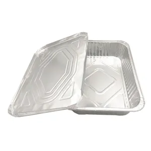 9x13 pollici rettangolo mezza dimensione cibo vassoio usa e getta foglio di carta di cottura in alluminio con coperchio per il pacchetto alimentare