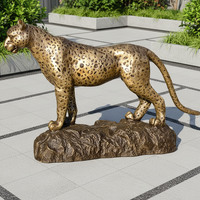 Sculpture en bronze personnalisée de statues d'animaux, statue de léopard en bronze d'animaux sauvages à grande échelle