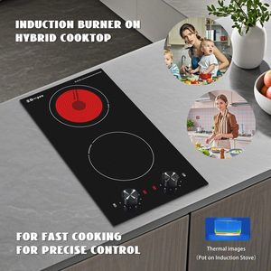 Table de cuisson à induction 2 brûleurs, plaque chauffante infrarouge encastrable, plaque de cuisson électrique hybride, cuisinière électrique de haute qualité - Product Image 2