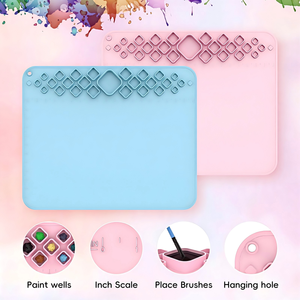 <span class=keywords><strong>Palette</strong></span> de peinture en silicone Macaron 4 couleurs, tapis d'art esthétique pour filles et adolescentes - Product Image 1