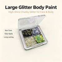 Palette de paillettes scintillantes écologiques 4 couleurs, grandes paillettes épaisses pour le maquillage du visage et du corps, idéale pour les festivals et les raves