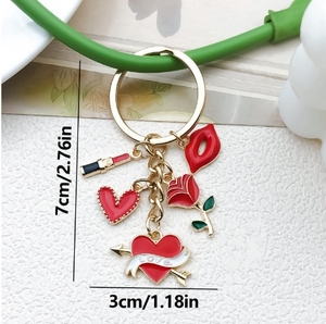 Goutte d'huile <span class=keywords><strong>Rouge</strong></span> Saint Valentin Bâton Magique amour Rose Fleur de Cerisier Porte-clés Créatif Internet <span class=keywords><strong>Rouge</strong></span> Pendentif Mignon - Product Image 5