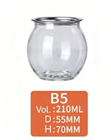 Pot en plastique PET transparent cylindrique B5 210 ml avec couvercle à ouverture facile en aluminium, logo personnalisé, pour boissons gazeuses, jus, café