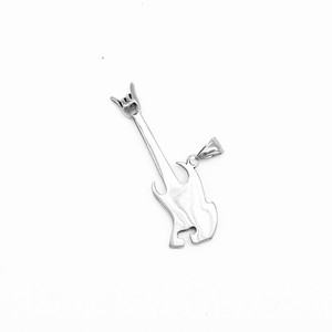 Yunnique – collier avec pendentif guitare en acier inoxydable, design tête de mort, bijoux unisexes à la mode Punk - Product Image 2