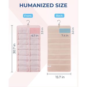 Organisateur de lunettes de soleil suspendu mural, étui de rangement double face rose 33x15x85cm en polyester - Product Image 6