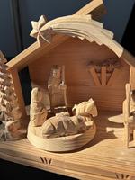 Boîte à musique en bois personnalisée avec manivelle, design écologique, sculpture de l'histoire de la Nativité, durée sonore de 120 secondes