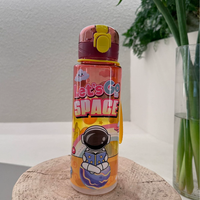 Bouteille en plastique avec paille, sans BPA, écologique, motif dessin animé créatif pour enfants, nouveau design, pour la maison, l'école, le camping et la randonnée
