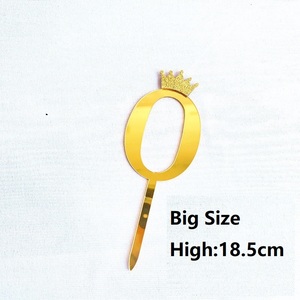 Phụ kiện trang trí bánh hình số acrylic 0-9, đính đá, vương miện, màu vàng và bạc, lấp lánh, dùng cho bánh sinh nhật và bánh cupcake - Product Image 5