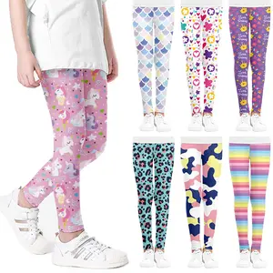 Leggings d'été en soie pour enfants, pantalons en tissu imprimé, motifs lait, W349DDK