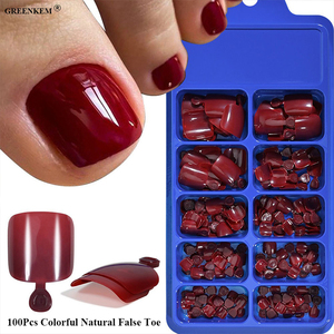 100 pièces coloré clair naturel faux ongles d'orteil conseils pieds conseils <span class=keywords><strong>manucure</strong></span> couverture complète faux ongles d'orteil pointe - Product Image 1