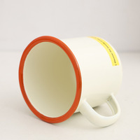 Tasse en émail en métal imprimé avec logo personnalisable de 12 oz, capacité de 350ml pour café au lait, feu de camp, tasse à boire en émail coloré