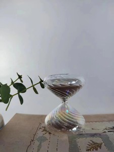 Vente en gros <span class=keywords><strong>sablier</strong></span> créatif en verre soufflé à la main <span class=keywords><strong>sablier</strong></span> 5 minutes en couleur arc-en-ciel design rayé décoration de table - Product Image 6