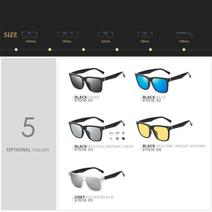 Unisex Square Sunglasses <b>Black</b> <b>Frame</b> Blue Lens UV400 Polarized Large Face Fashion Style - Product Image 3