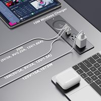 Multiprise de bureau industrielle encastrable PD20W avec chargeur sans fil 15W, prise USB-C 15A, câble plat pour table de bureau