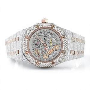 Reloj Mecánico Octogonal de Lujo Unisex con Incrustaciones de Diamantes, Correa de Acero Inoxidable, Cierre Desplegable, Esfera de Cristal de Zafiro de 38 mm - Product Image 1