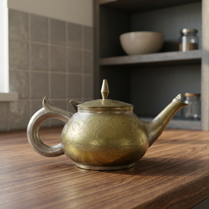 Traditional Chinese Metal Teapot With Lid And Handle Decorative Floral Pattern Water Pot <b>Kettle</b> - Product Image 4