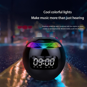 Portable Wireless Blue Tooth <strong>Speaker</strong> with Clock Colorful LED Light Heavy Bass Touch Button FM Radio <strong>Ball</strong> <strong>Shape</strong> <strong>Mini</strong> <strong>USB</strong> <strong>Speaker</strong>