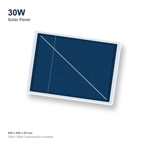 Panel Solar Monocristalino de 30W 18V al por Mayor de Fábrica, Módulo Fotovoltaico de 18V, Panel Solar Personalizado OEM para Sistema de Energía Exterior - Product Image 1