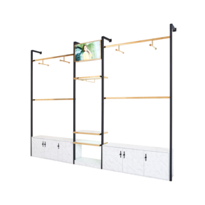 Stainless Steel Metal <strong>Wall</strong> <strong>Mounted</strong> Led Display Shelf <strong>Rack</strong> with Cabinet for Retail Clothes Shop Showcase - Product Image 6