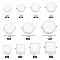 Plafonnier LED encastré ou en saillie rond ou carré 3W-24W, rétroéclairé, 3000K-6500K, pour bureau et bâtiment, panneau lumineux LED de plafond
