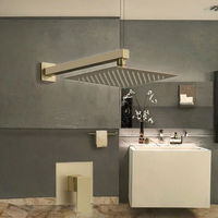 Ensemble de robinetterie thermostatique moderne en laiton à poignée unique, système de douche murale haute pression avec finition brossée