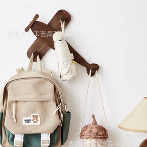 Wooden Airplane Shape Wall Mounted Coat Rack For <b>Clothes</b> Hats Bags Living Room Bedroom Entryway Childrens Room <b>Storage</b> Organizer - Product Image 5