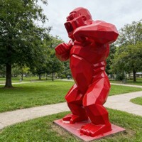 Vente flash : Sculpture de gorille en résine peinte à la main, pour décoration extérieure et souvenir, en fibre de verre