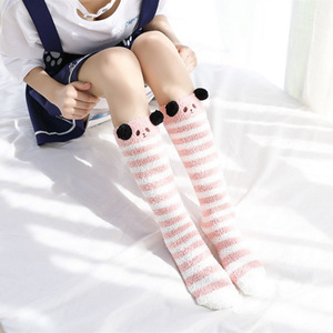 Coral Fluffy High Tube Chaussettes Fluffy Loose Mouth Warm Christmas Fuzzy Socks Home Sleep Floor Stockings - Product Image 5