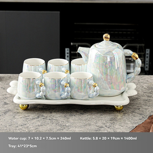 Jarra de agua fría de perlas hecha a mano de estilo lujoso, juego de agua de alta calidad, taza de café negra y jarra. - Product Image 4