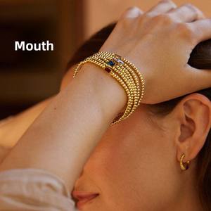 Pulsera Minimalista de Piedras Natales de Diciembre Cadena de Cuentas Redondas de Lujo para Mujer - Product Image 1