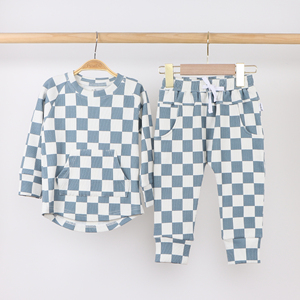 <span class=keywords><strong>Pigiama</strong></span> per bambini in cotone di bambù <span class=keywords><strong>2</strong></span> <span class=keywords><strong>pezzi</strong></span> comodo abbigliamento per bambini Set Jogger a scacchi abbigliamento per bambini inverno - Product Image 6