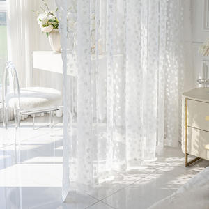 Rideaux en jacquard à quatre feuilles de trèfle français, transparents, filtrant la lumière, pour la confidentialité du salon, <span class=keywords><strong>baie</strong></span> <span class=keywords><strong>vitrée</strong></span>, stores blancs, volets - Product Image 3