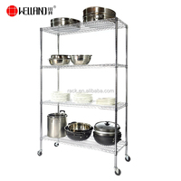 Étagère de rangement en fil métallique à 4 niveaux certifiée NSF, robuste et mobile, pour cuisine de restaurant et service traiteur