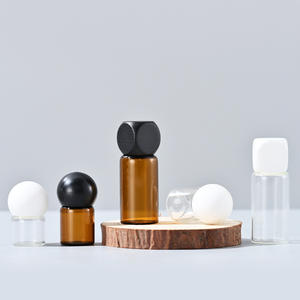 Flacon d'<span class=keywords><strong>essence</strong></span> à bouchon sphérique <span class=keywords><strong>original</strong></span> de 1 à 5 ml, transparent brun, bouchon à vis, échantillon de voyage, recharge, flacon d'huile essentielle - Product Image 2