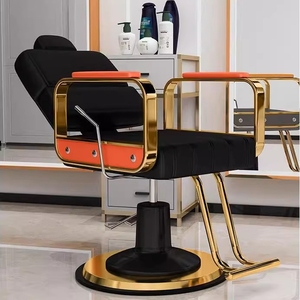 Chaise de <span class=keywords><strong>coiffeur</strong></span> professionnelle en cuir inclinable et réglable, rotation à 360 degrés, pour salon de beauté, salon de coiffure, luxe doré - Product Image 6