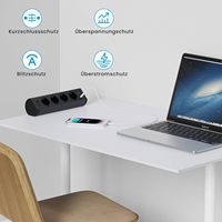 Multiprise de bureau industrielle en alliage d'aluminium avec pince de fixation, prise USB PD20W, design rectangulaire, norme UE, IP41