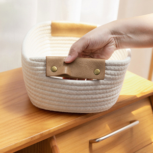 Grands paniers à <span class=keywords><strong>linge</strong></span> pliables en corde de coton naturel blanc pour le rangement des organisateurs de bébé <span class=keywords><strong>panier</strong></span> tissé de rangement - Product Image 3