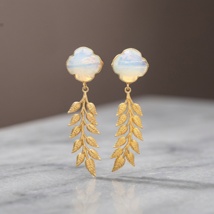 ต่างหูแบบติดหูประดับพลอยทองเหลืองชุบทองคำขาว 14K ทำมือ สไตล์ชาติพันธุ์โบโฮ แฟชั่นฮินดู สำหรับวันครบรอบ - Product Image 2